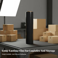 Black Stretch Film Sturdy Black Plastic Film Stretch Wrap Roll Puncture Resistant Moving Wrap Sturdy Duty for Shipping, Storage