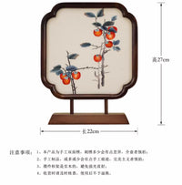 1苏绣双面绣摆件手工创意新中式客厅装饰桌面摆台屏风中国特色礼 款46-马到成功