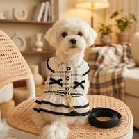 Dog Harness and Cat Harness Set with Leash, French Style Dog Clothes and French Style Cat Clothes, Spring Summer Puppy Kitten Outing Apparel