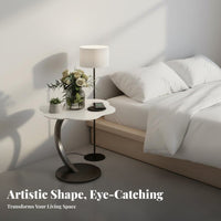 Couch Side Table Cream Design C-Shaped Side Table Space-Saving Versatile for Small Areas, Bedroom