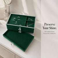 3-Layer Flannel Lined Acrylic Jewelry Box for Earrings Rings Necklaces Anti-Oxidation Storage