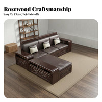 New Chinese Design Sofa Set Skin-Friendly Material Solid Wood Storage Couch Easy to Maintain Carved Wood Frame Sofa for Homeowners, Families