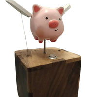 Wooden Carved Pig Figurine Desk Decor Stress Relief Gift