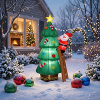 Quiet Inflatable Tree with Climbing Santa Easy to Inflate Christmas Tree with Santa Outdoor Yard Decoration Festive for Families, Lawn, Porch