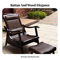 Ergonomic Design Adjustable Woven Lounger long-lasting Frame Adjustable spine supportrest Lounger Wide Armrests Lounge Chair Extendable Footrest for Seniors, Adults, Homeowners, Nap Time, Living Room, Bedroom, Sunroom