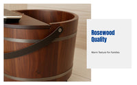 Wooden Foot Bath Barrel, Red Rosewood, Automatic Heating, Insulated, Deep Soaking Tub, Home Foot Spa