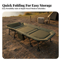 Side Pocket Adjustable Camping Bed Foldable Folding Recliner Cot Bed