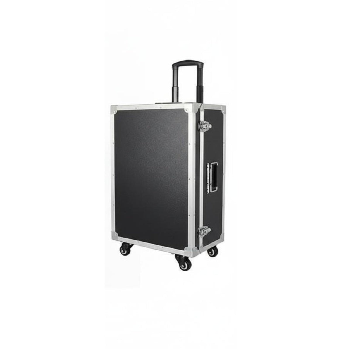 Adjustable Trolley Handle Wheeled Flight Case Heavy-Duty Construction Rolling Utility Chest Large Capacity Tool Box Reinforced Corners for Professionals, DIY Enthusiasts, Transportation, Job Sites, Workshop, on-Location Work