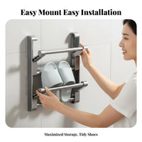 No-Drill Installation Slipper Rack Multi-Layer Shoe Organizer Space-Saving Wall Mount Strong Weight Capacity for Apartment Dwellers, Homeowners, Bathroom, Behind the Door, Entryway, Bedroom