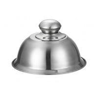 Domed Stainless Steel Dome Cover Wide Rim Burger Dome Knob Handle Basting Cover Single-Piece