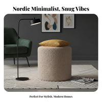 Round Boucle Ottoman Teddy Fleece Texture Round Boucle Stool Nordic design Textured Fabric for Homeowners, Entryway, Lounge Area