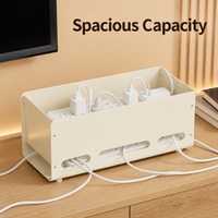 Metal Cable Management Box, Vented Cord Organiser with Lid, 1L Freestanding Under Desk Storage for Cables, Desk