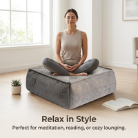 Footstool Pouf Chair Pouffe, Velvet Beanbag Ottoman Round Circle, Living Room Pouf Chair Modern, Velvet Beanbag Ottoman for Bay Window