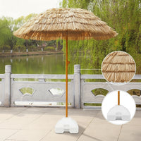Parasol with Faux Straw Canopy Waterproof Thatched Tiki Umbrella Tropical Thatch Parasol for Garden, Courtyard, Cafe Terrace