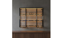 Industrials Spirits Bottle Display Wrought Iron Wall Mounted Vino and Glass Rack Saving Space Illuminated Bar Shelf for Restaurateurs