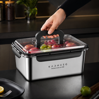 Leak-Proof Lunch Box, Rectangular Lunchbox Made of 304 Material with Handle, Freezer-Safe for Adults, Dark Color