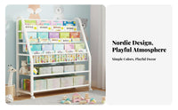 2-in-1 Design Child S Bookshelf and Toy Storage Space Saving Child S Book and Toy Organizer Large Capacity children's Rolling Bookshelf Child-Friendly Height for Toddlers, Babies, Parents, Playroom, Bedroom, Living Room, Kindergarten
