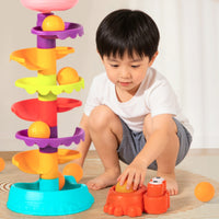 Ball Drop Toy with Launcher 9-Level Spiral Structure Ball Drop Toy Multicolor Plastic for Toddlers, Playroom, Home