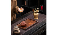 Gold-Toned Tea Ceremony Utensil Holder Metal Tea Tool Holder Textured Utensil Organizer Decorative