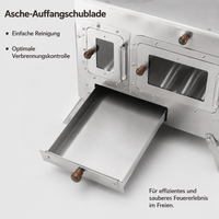 Portable Tent Stove, Wood Stove for Camping, with Cooking Surface and Ash Catcher, Alloy Heating for 3-5 People