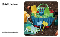 10 Pieces Kids Gardening Tool Set Child-Sized Kids' Gardening Tools Metal Heads Mini and Rake Set for Girls, Young Children, Outdoor, Sandbox