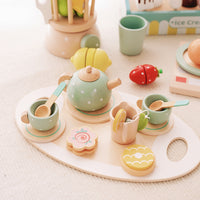 Nordic Wooden Pretend Play Tea Set for Kids