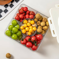 Lightweight Divided Storage Box with Lid Travel-Friendly Compartment Organizer with Handle Reusable Snack Container with Handle Multi-Purpose for Pantry, Refrigerator, Countertop