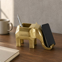 Geometric Elephant Pencil Holder Faceted Phone and Pen Holder Multifunctional Resin Desktop Organizer