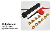 Lathe Threading Kit Rectangular Shank Carbide Insert Set Gold Triangular for Thread Cutting