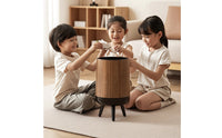 Trash Can with Legs Lightweight Wood Grain Wastebasket Garbage Bin Space-Saving Wear-Resistant for Living Room, Office