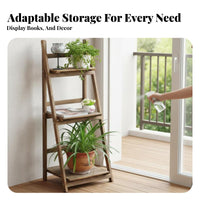 Floor-Standing Design Multi-Tier Shelving Multi-Level Vintage Aesthetic Etagere with Cabinet Complimentarystanding Plant Stand Versatile for Book Lovers, Apartment Dwellers, Homeowners, Living Room, Balcony, Home Office, Bedroom