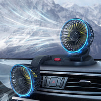 twoHead Car Fan Sturdy Dual Head Car Fan Wired Slim for Road Trippers, Trucks