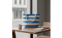 Striped Canvas Beach Bag Reusable Striped Canvas Tote Bag Waterproof Textile