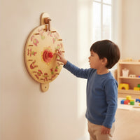 Body Posture Wall Game-Mounted Wooden Dial with Peg Markers Educational Coordination Game for Kids, Kindergarten