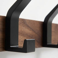 Black Walnut Wood Wall Mounted Coat Rack with 5 Hooks, Solid Wood Hat Hook for Entryway, Hook for Apartment Living, Nursery Wall Decor