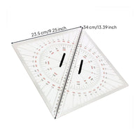 Clear Nautical Chart Plotting Instrument Flat Marine Chart Drafting Tool Sturdy Navigation Ruler Long-Lasting for Students