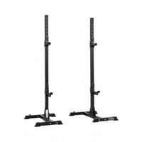 2 Pieces Safety Spotters Split Squat Rack Heavy Duty Steel Construction Adjustable Squat Rack Non-Slip Feet Multi-Function Barbell Stand High Weight Capacity for Weightlifters, Bodybuilders, Home Gym, Small Areas