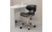 Padded Technician Chair with Wheels Low Back Support Rolling Salon Chair Silver Metal Base Commercial Furniture for Nail Technicians, Hairstylists