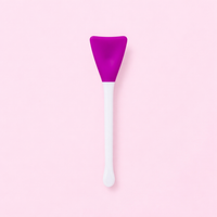 Double Ended Silicone Brush with spoon, Beauty Professionals Tool for Clay and Mud Application, Short Handle Design