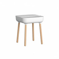 Nordic Design Sofa Side Table with Storage Compact Size Tray Top Storage Table Easy Assembly Nightstand Safe Rounded Edges for Apartment Dwellers, Young Adults, Awayice Workers, Living Room, Bedroom, Small Areas