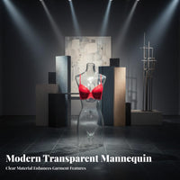 3D Effect Transparent Female Mannequin Torso Realistic Shape Lingerie Photography Mannequin Long-Lasting PC Material Clear Half Body Display Form Lightweight for Online Sellers, Boutique Owners, Photo Studios, Retail Shop S, Window Displays