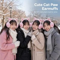 Women's Plush Cat Paw Earmuffs, Warm Windproof Ear Covers for Winter