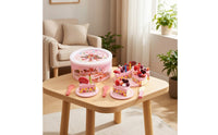 Toy Cake Set with Storage Box Wooden Toy Cake Sliceable Pretend Cuisine Set for Young Children, Tea Party, Playroom