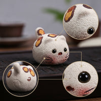 Handmade Cat Tea Pet Hand-Crafted Clay Tea Pet Decorative Figurine Textured for Desk