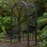 European Style Metal Garden Arch with Gate for Climbing Plants