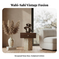 Sofa Side Table Wabi-Sabi design Mushroom-Shaped Storage Table Vintage Look