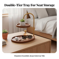 Bamboo Display Rack Retro Design Entryway Key Tray Decorative Entryway Key Holder for Homeowners, Adults, Bedroom, Nightstand, Dresser