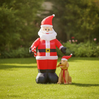 Outdoor Inflatable Santa with Dog Quick Inflation Santa with Dog Inflatable Whimsical Christmas Inflatable Easy to Use for Lawn