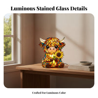 Multicolor Highland Cow Night Light USB Powered Daisy Cow Night Light Control 3D Animal Lamp Decorative