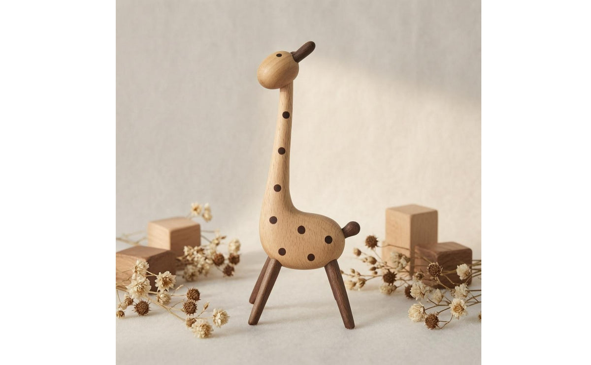 Wooden animal Ornament Handmade Solid Wood animal Statue Polished Finish for Home Display